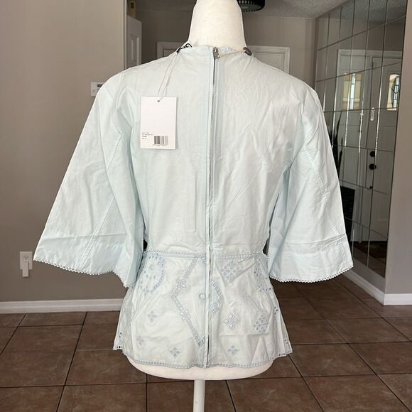 GANNI Women’s Broderie Anglaise Blouse Top Full Zipper - Picture 8 of 13